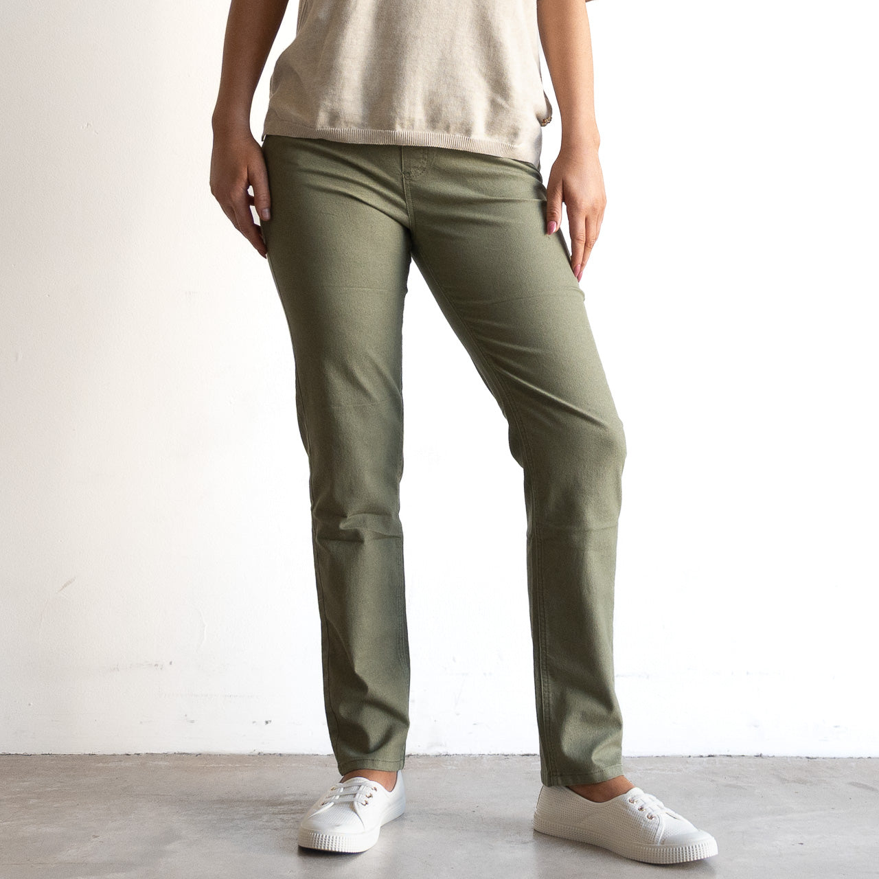 Stretch Denim Pants by Cafe Latte in Classic Colours