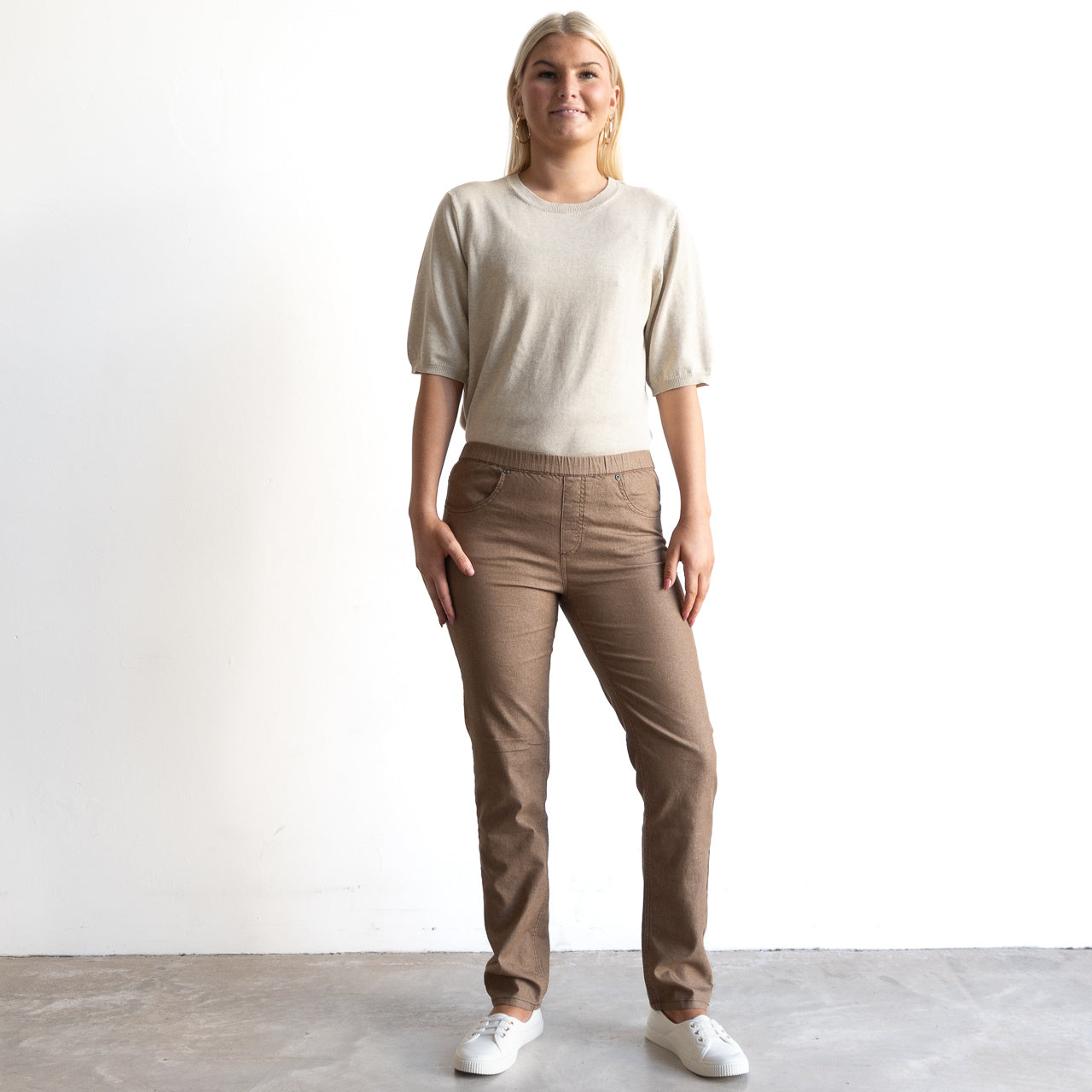 Stretch Denim Pants by Cafe Latte in Classic Colours