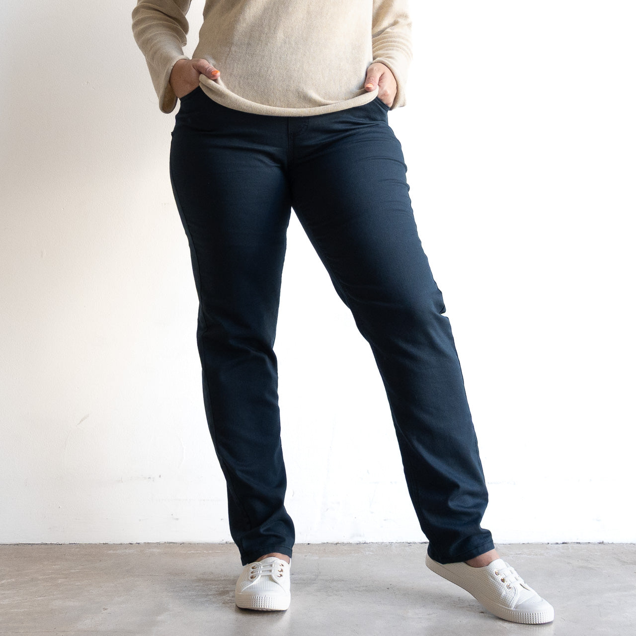 Stretch Denim Pants by Cafe Latte in Classic Colours