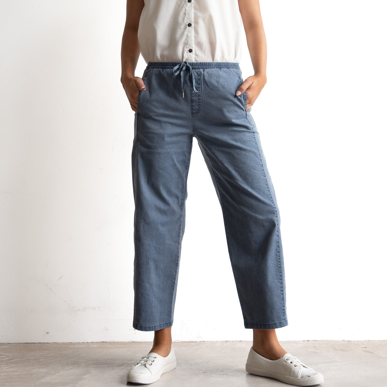 Stretch Denim Wide Leg Pants by Cafe Latte - Enzyme Wash