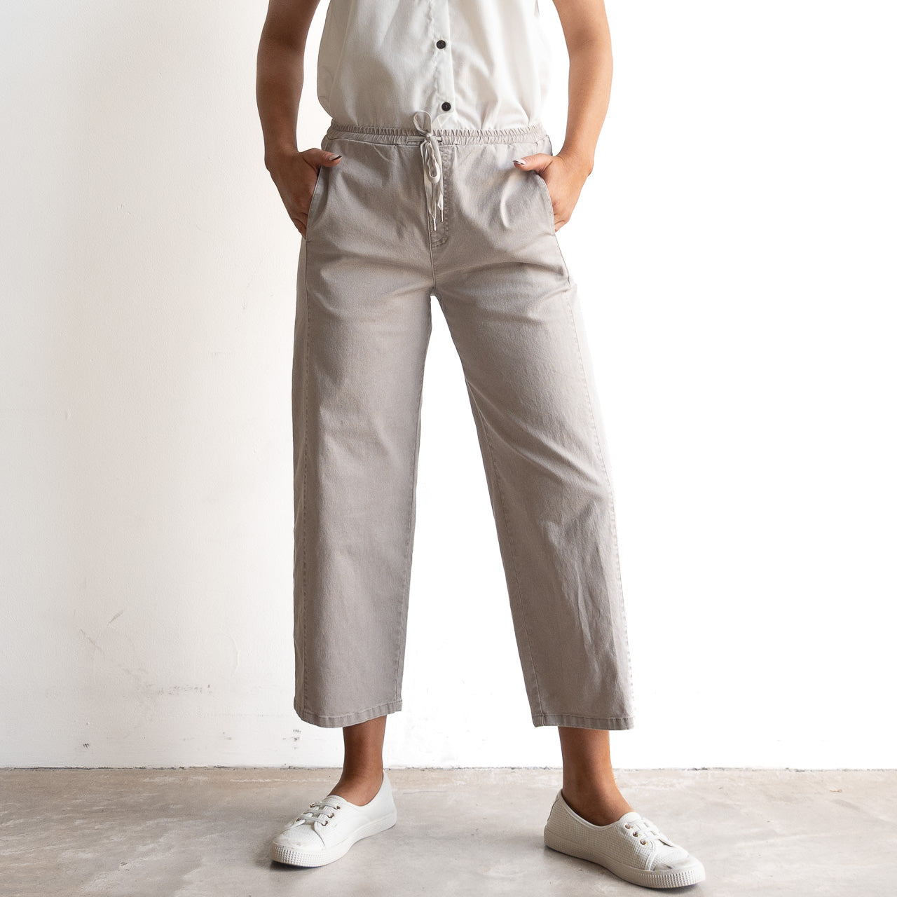 Stretch Denim Wide Leg Pants by Cafe Latte - Enzyme Wash