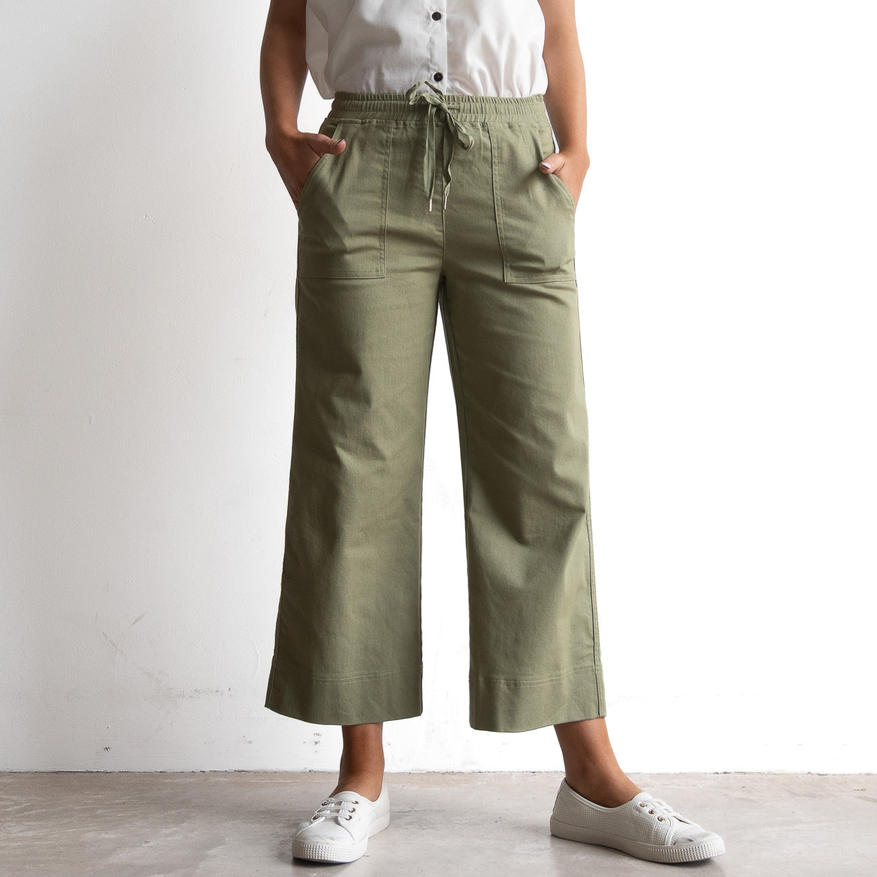 Stretch Denim Cuff Pants by Cafe Latte in Classic Colours