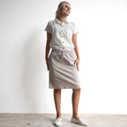 Stretch Denim Drawstring Skirt by Cafe Latte - Enzyme Wash