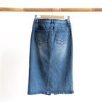 Stretch Denim Midi Skirt by Cafe Latte