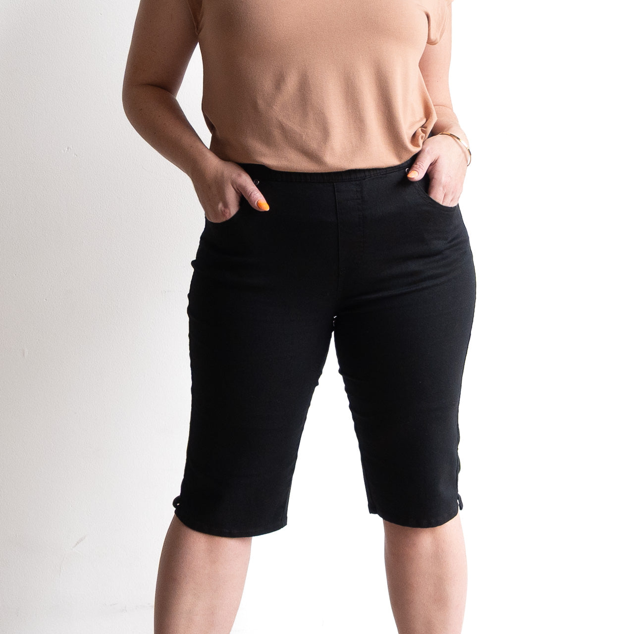 Stretch Denim Shorts by Cafe Latte in Classic Colours