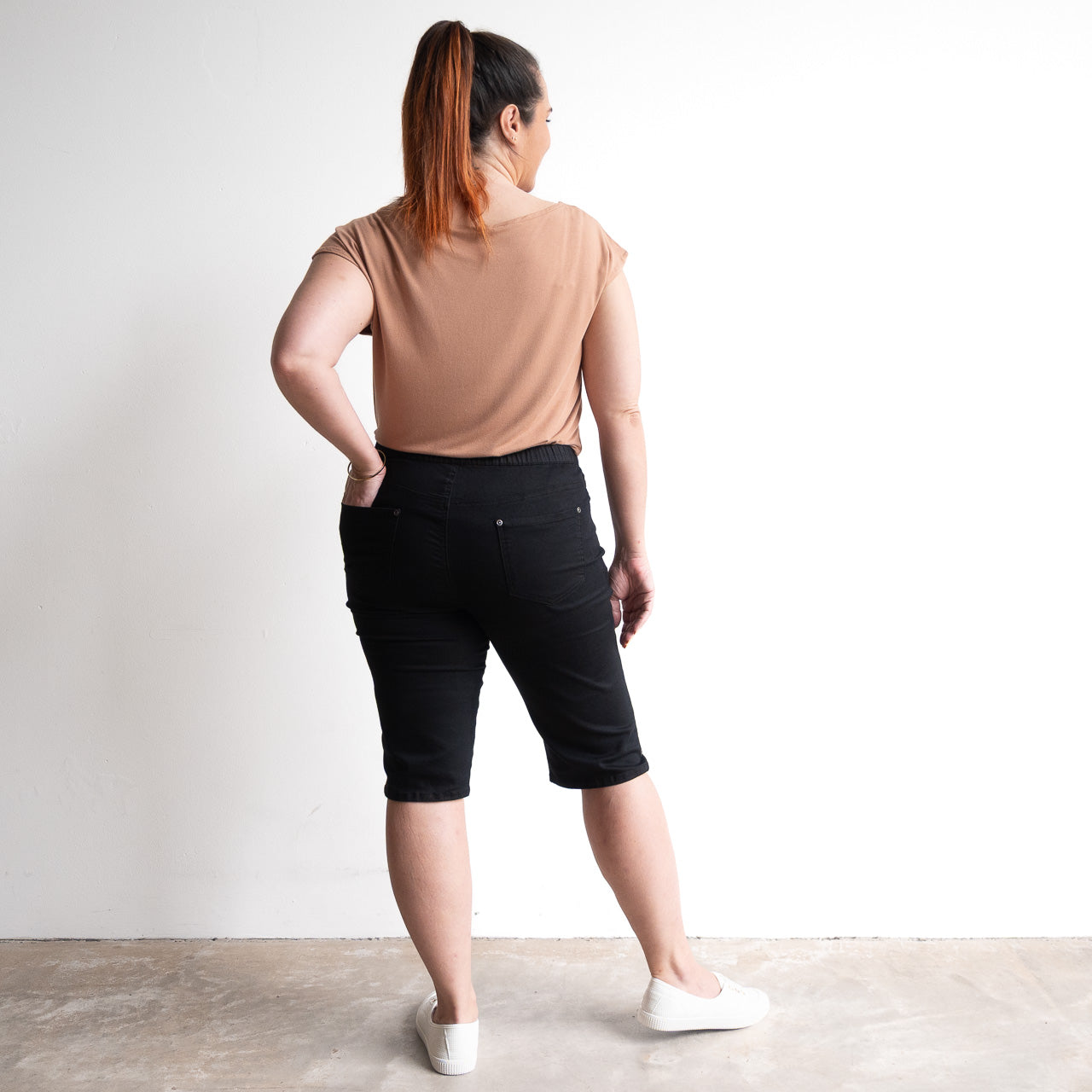 Stretch Denim Shorts by Cafe Latte in Classic Colours