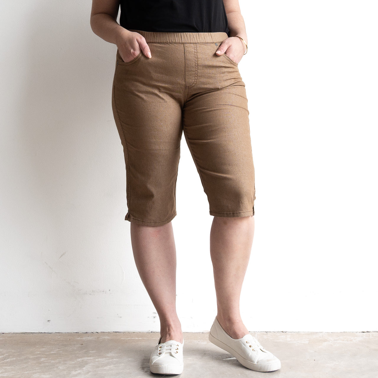 Stretch Denim Shorts by Cafe Latte in Classic Colours