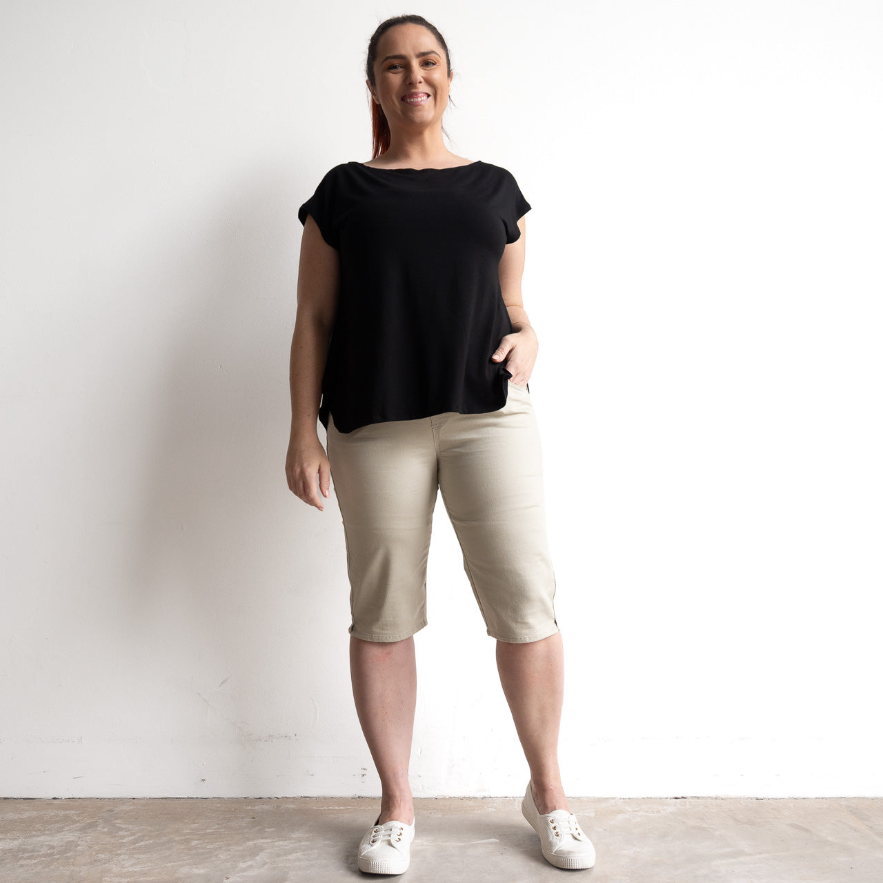 Stretch Denim Shorts by Cafe Latte in Classic Colours
