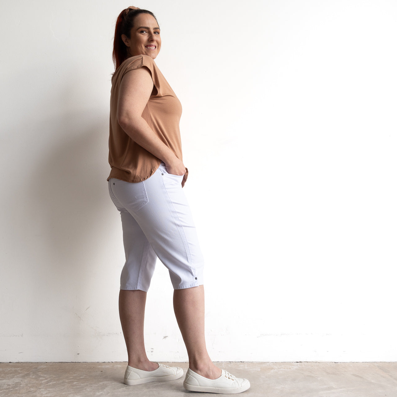 Stretch Denim Shorts by Cafe Latte in Classic Colours