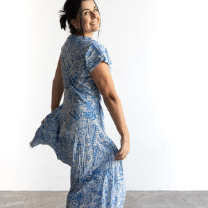 Sweet Bias Dress by Orientique Australia - Aksharay Blue - 40231