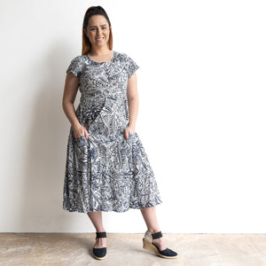 Sweet Bias Dress by Orientique Australia - Aksharay Navy - 40225