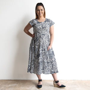 Sweet Bias Dress by Orientique Australia - Aksharay Navy - 40225