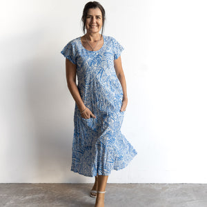 Sweet Bias Dress by Orientique Australia - Aksharay Blue - 40231