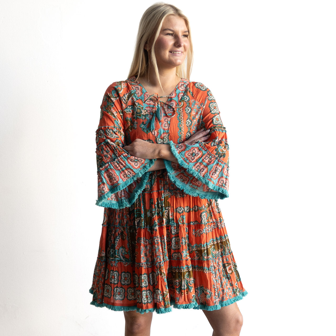 Tassel Trim Layer Dress - Sibili - 61039