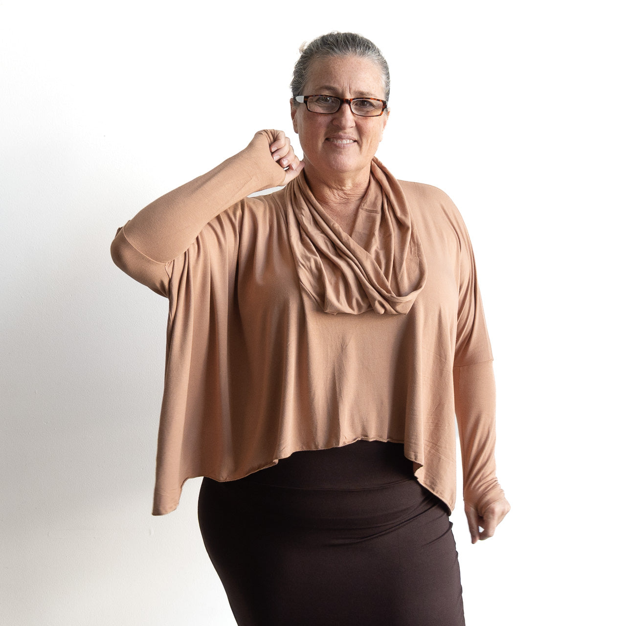 The Glider Poncho Tee by KOBOMO Bamboo - Cropped Length