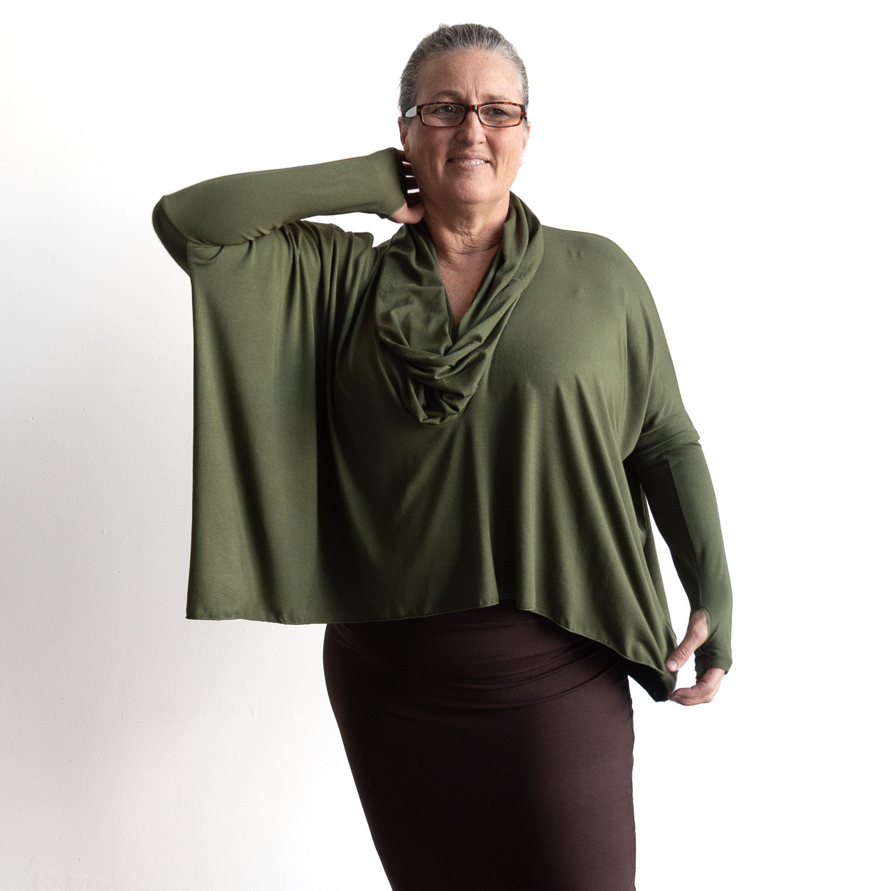 The Glider Poncho Tee by KOBOMO Bamboo - Cropped Length