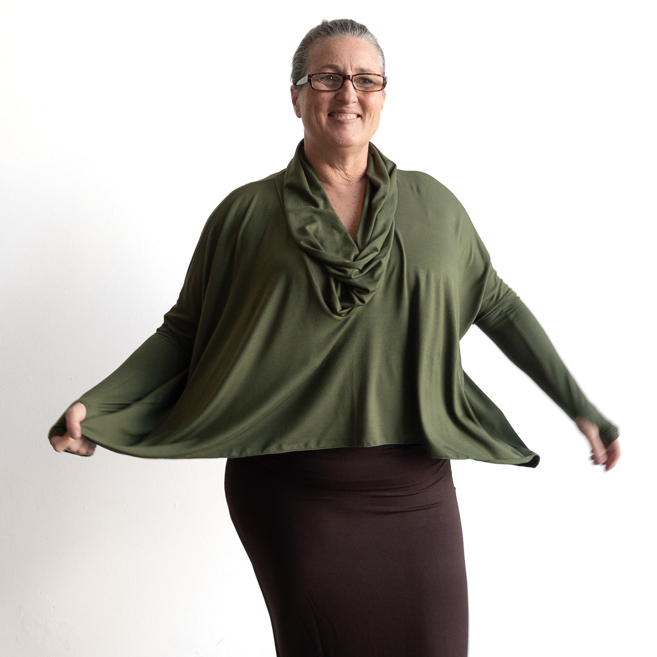 The Glider Poncho Tee by KOBOMO Bamboo - Cropped Length