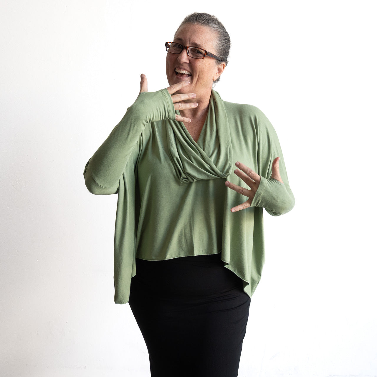 The Glider Poncho Tee by KOBOMO Bamboo - Cropped Length