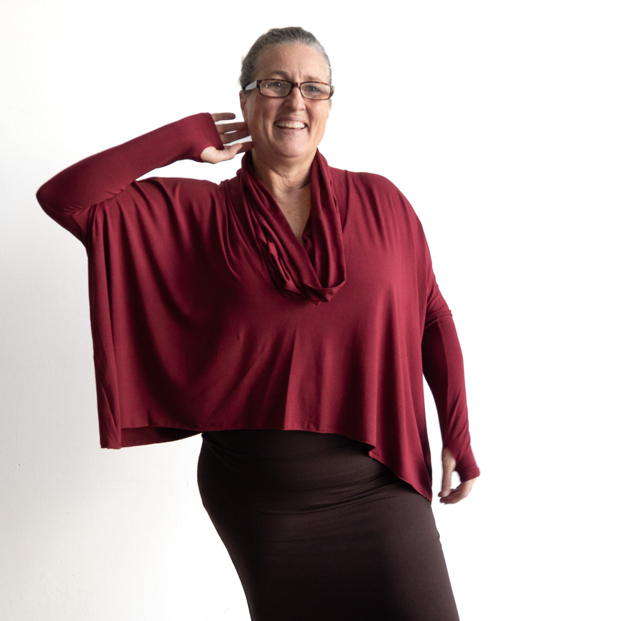 The Glider Poncho Tee by KOBOMO Bamboo - Cropped Length