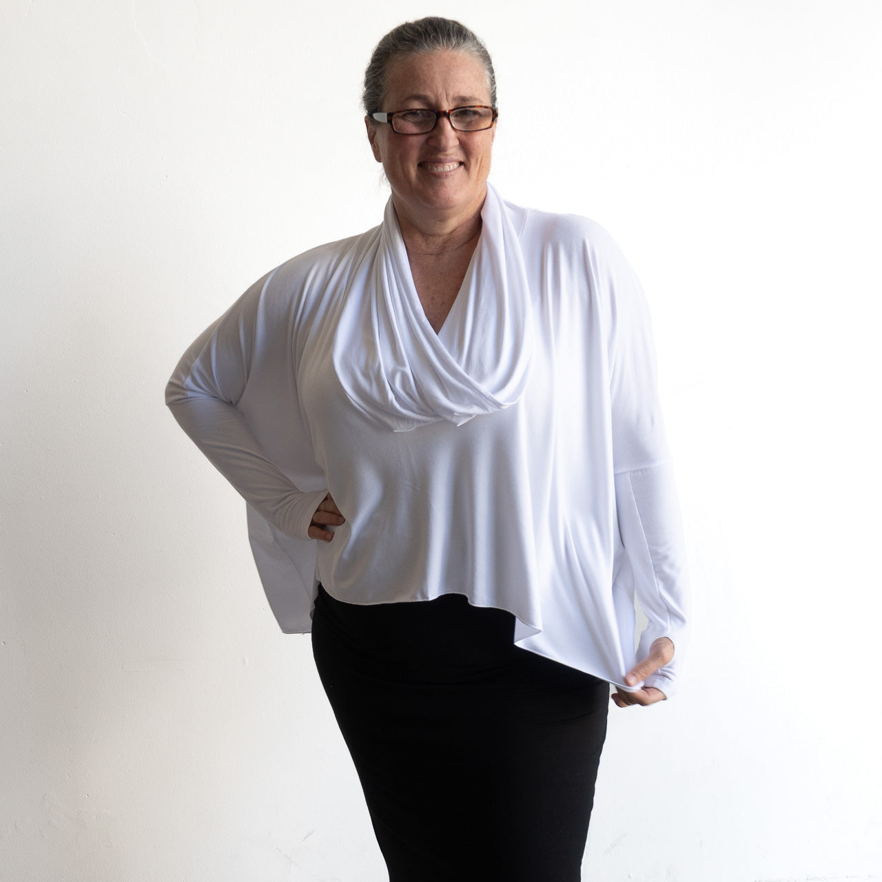 The Glider Poncho Tee by KOBOMO Bamboo - Cropped Length