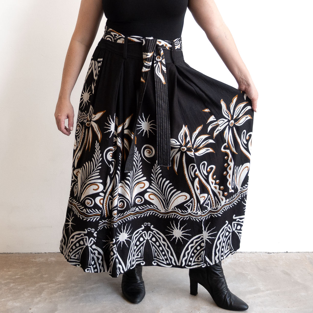 Tie Belt Maxi Skirt by Orientique Australia - Indus - 4541