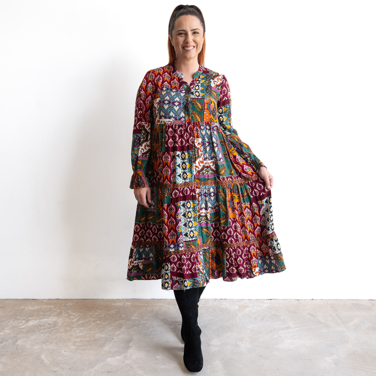 Tiered Midi Dress by Orientique - Prato - 61771