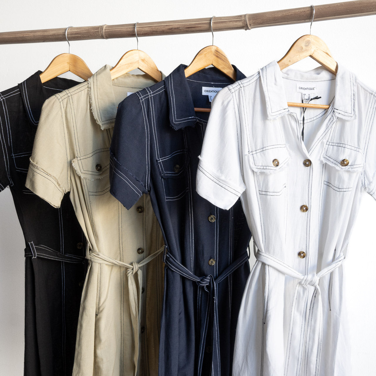 Top Stitch Safari Shirt Dress by Orientique Australia - 61765