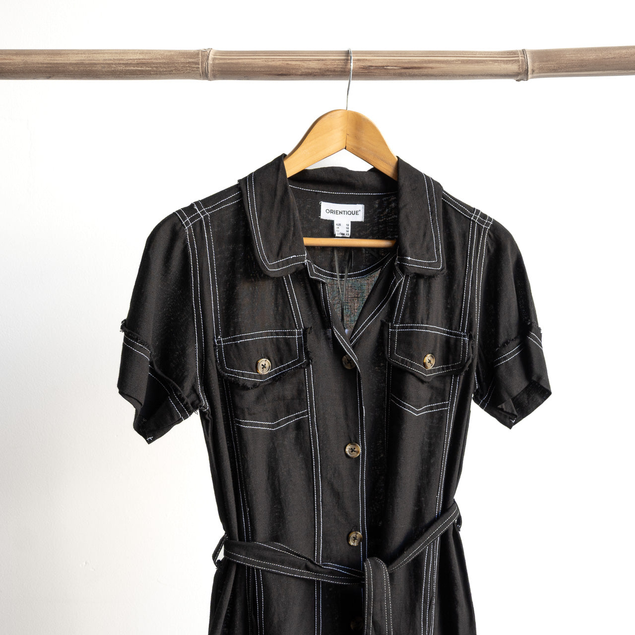 Top Stitch Safari Shirt Dress by Orientique Australia - 61765