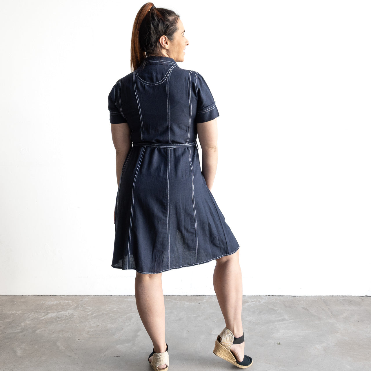 Top Stitch Safari Shirt Dress by Orientique Australia - 61765