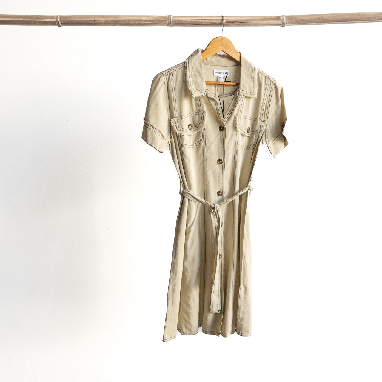 Top Stitch Safari Shirt Dress by Orientique Australia - 61765