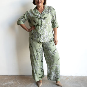 Two Piece Loungewear Pant Set - Safari Sage