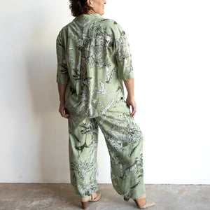 Two Piece Loungewear Pant Set - Safari Sage