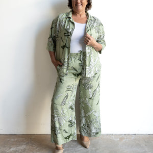 Two Piece Loungewear Pant Set - Safari Sage