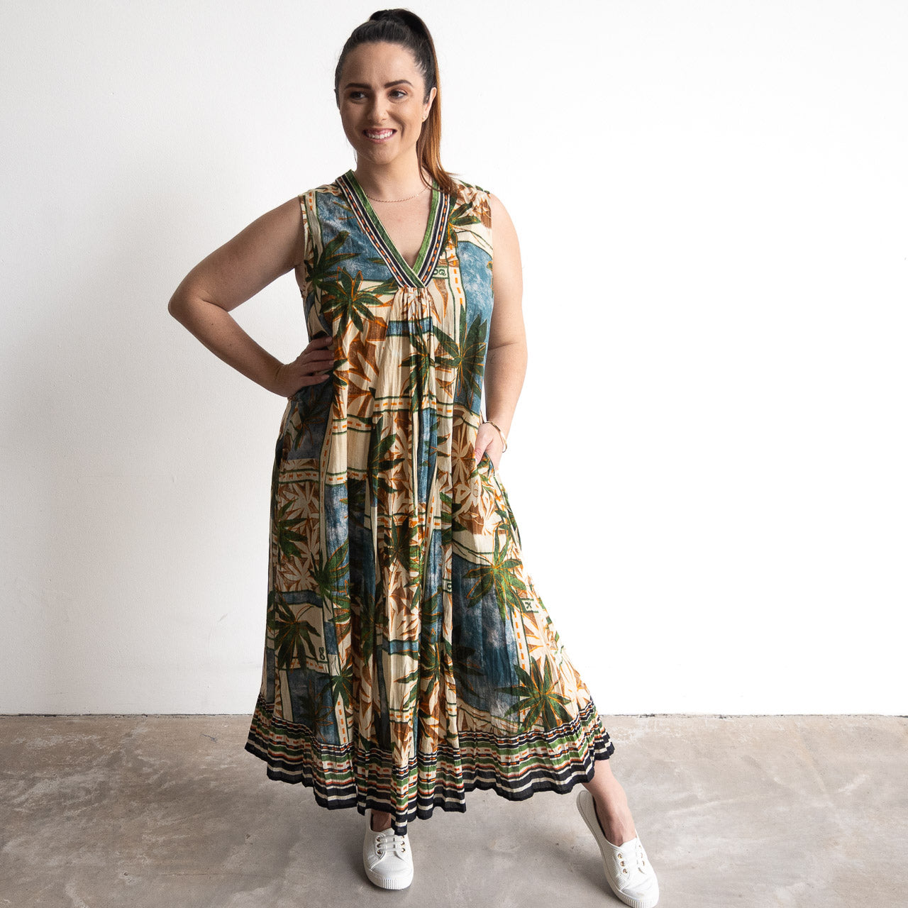 V-neck Midi Dress - Allard - 40300