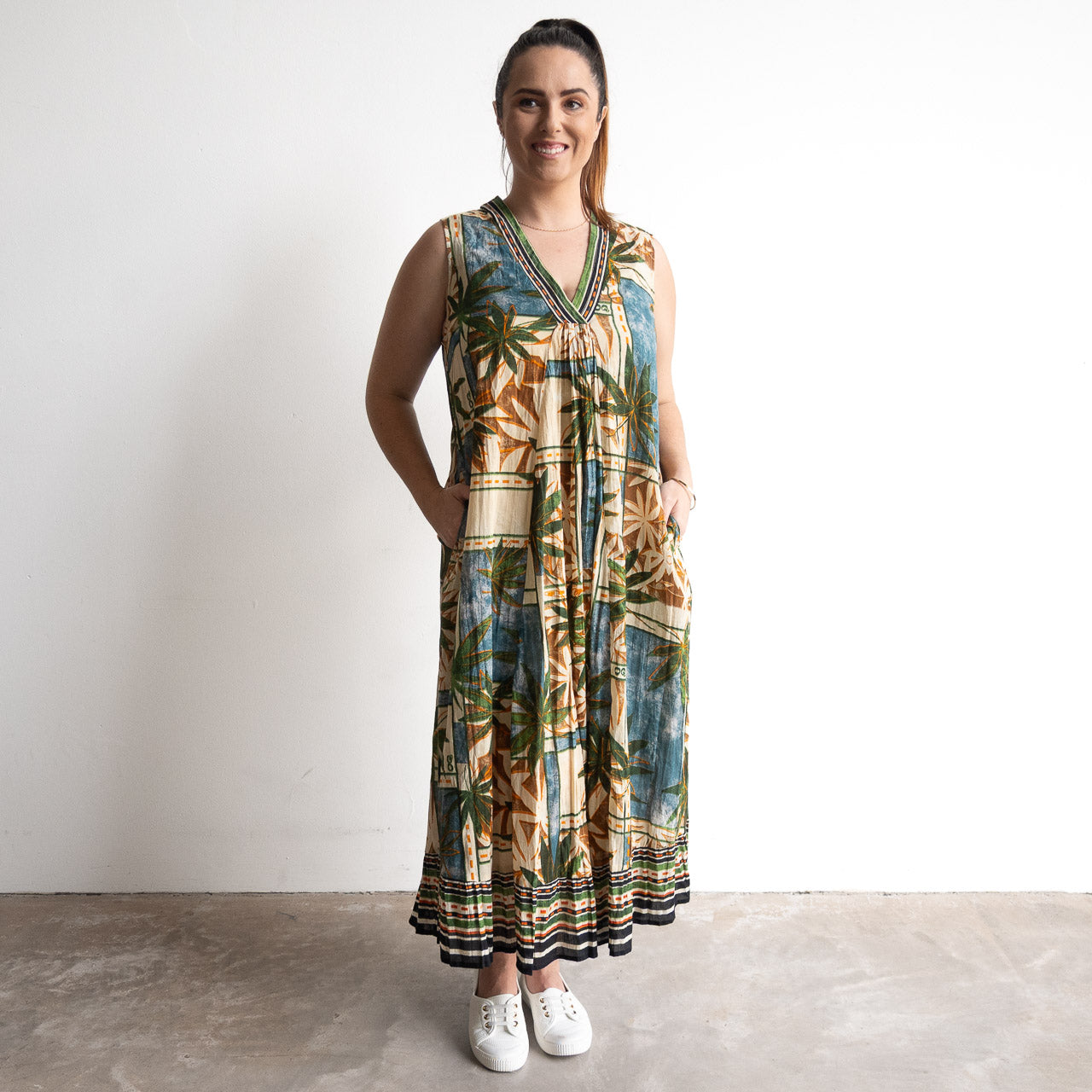 V-neck Midi Dress - Allard - 40300