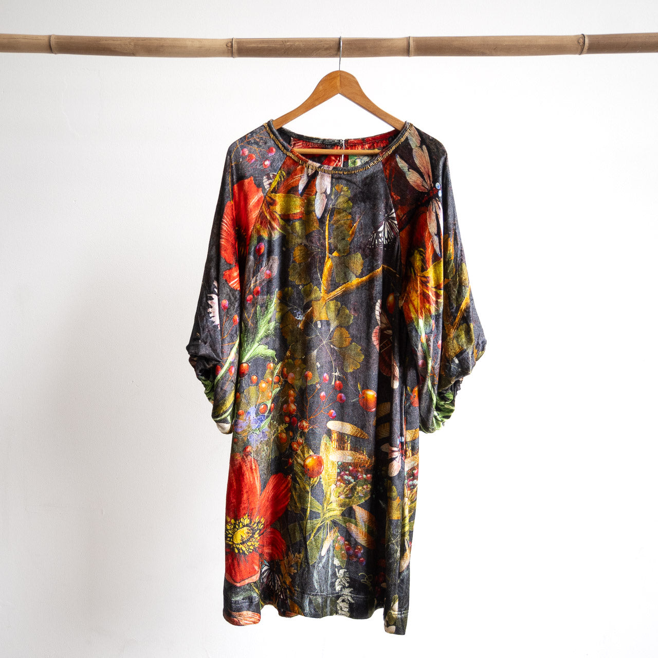 Velvet Balloon Sleeve Dress by Orientique - Maguana - 31076