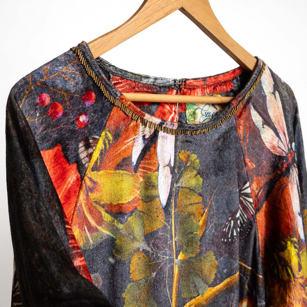 Velvet Balloon Sleeve Dress by Orientique - Maguana - 31076