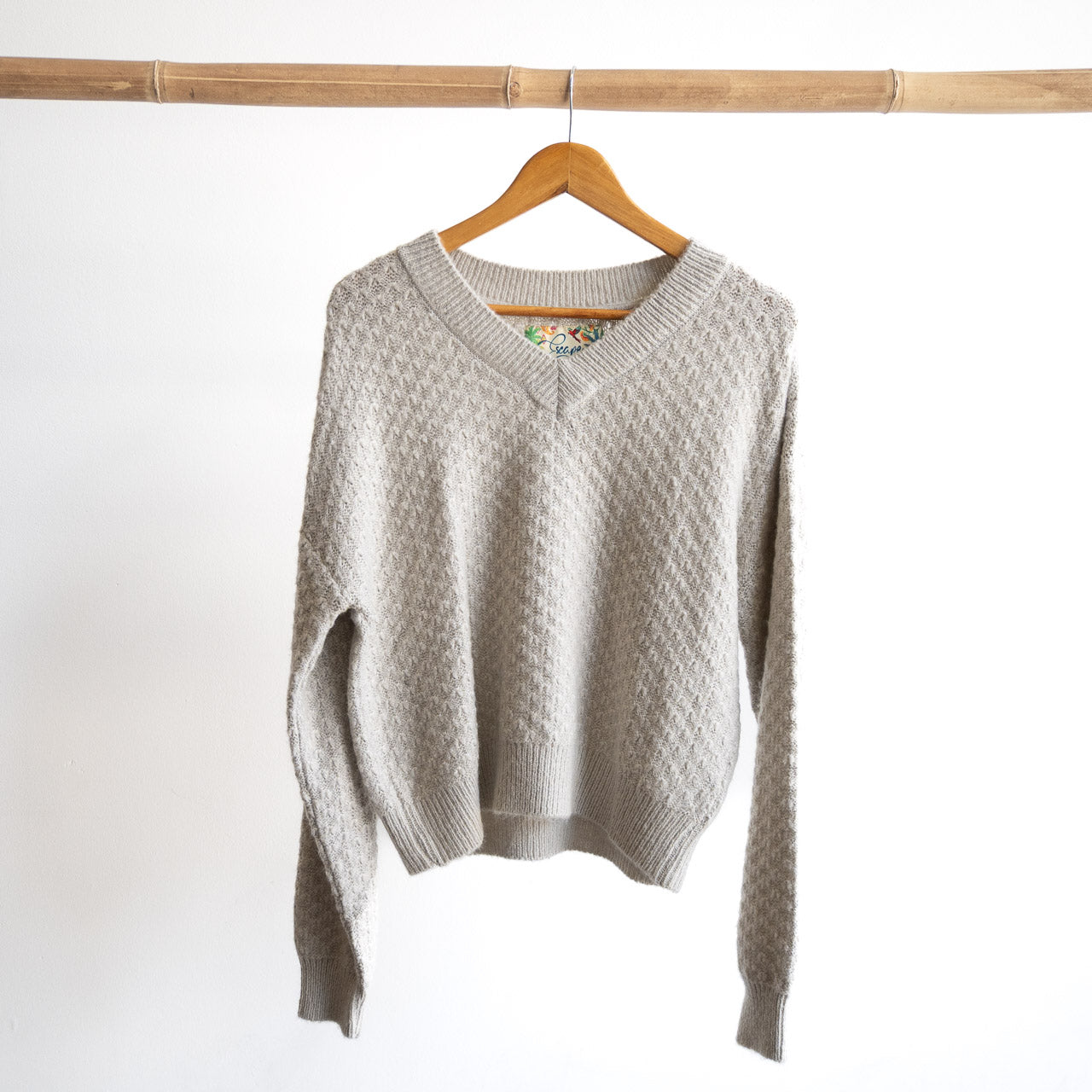 Waffle Knit V-Neck Jumper by Escape - 1350