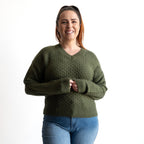 Waffle Knit V-Neck Jumper by Escape - 1350