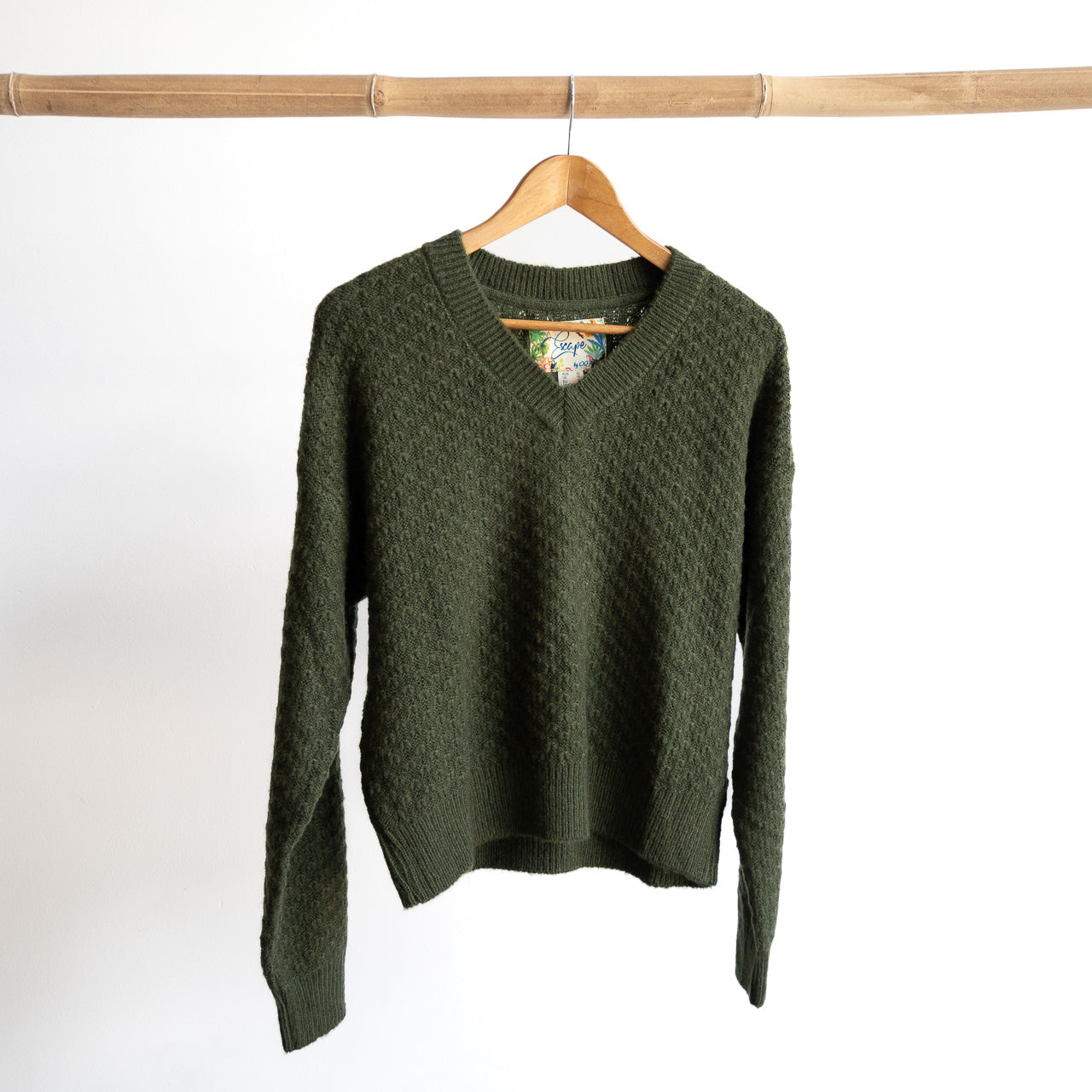 Waffle Knit V-Neck Jumper by Escape - 1350