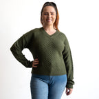 Waffle Knit V-Neck Jumper by Escape - 1350
