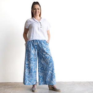 Wide-Leg Summer Pant by Orientique Australia - Aksharay Blue - 4665