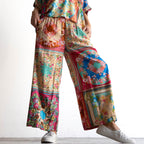 Wide-leg Summer Pant - Foulard Fleurs - 6614