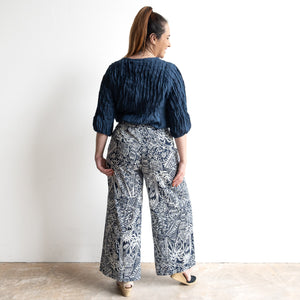 Wide-leg Summer Pant by Orientique Australia - Aksharay Navy - 4664