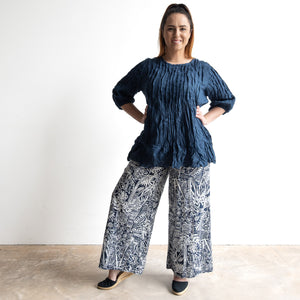 Wide-leg Summer Pant by Orientique Australia - Aksharay Navy - 4664