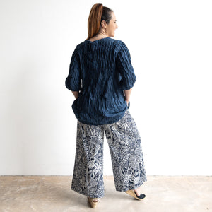 Wide-leg Summer Pant by Orientique Australia - Aksharay Navy - 4664
