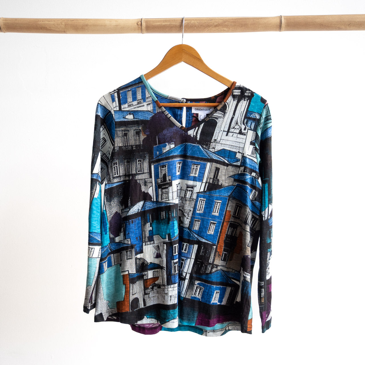 Postcard Cotton T-Shirt by Orientique - Long Sleeve - Porto - 23142