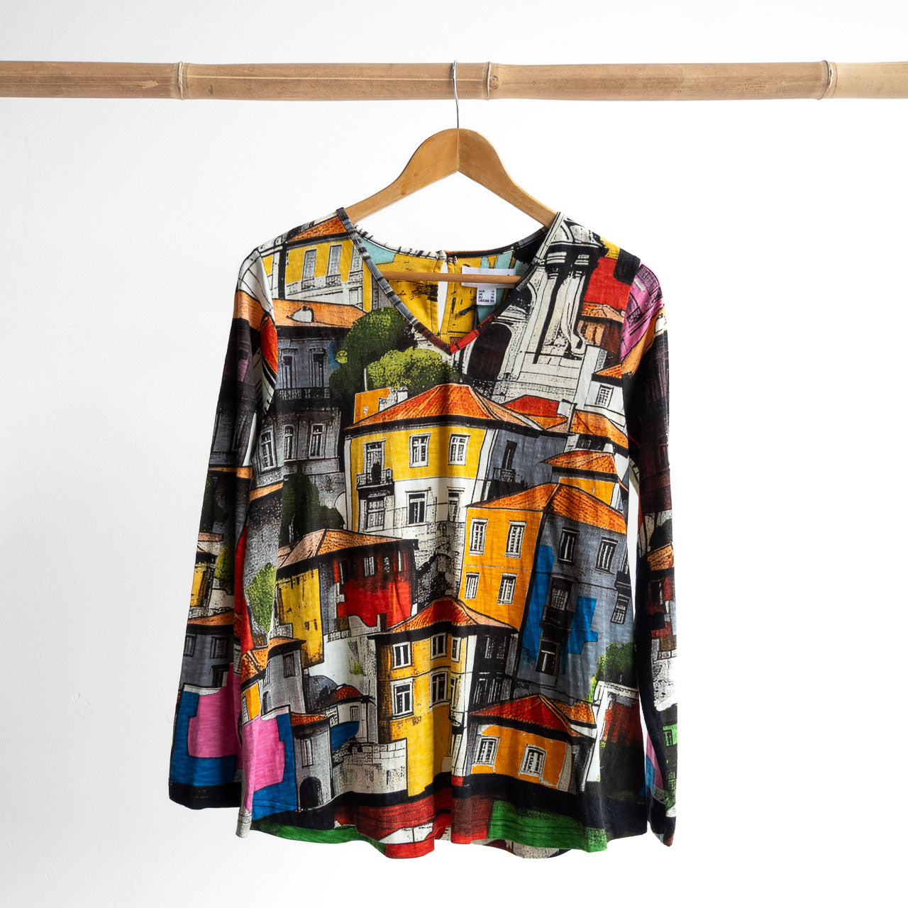 Postcard Cotton T-Shirt by Orientique - Long Sleeve - Porto - 23142