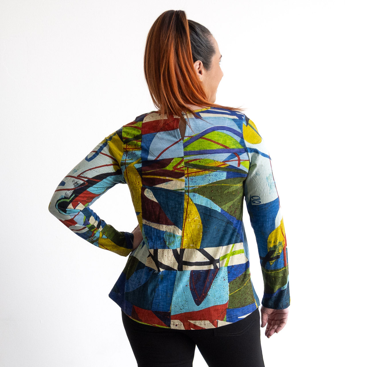 Postcard Cotton T-Shirt by Orientique - Long Sleeve - Abstract - 23142