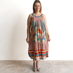 Yoke Neck Midi Dress by Orientique Australia - Ponta Verde - 40198